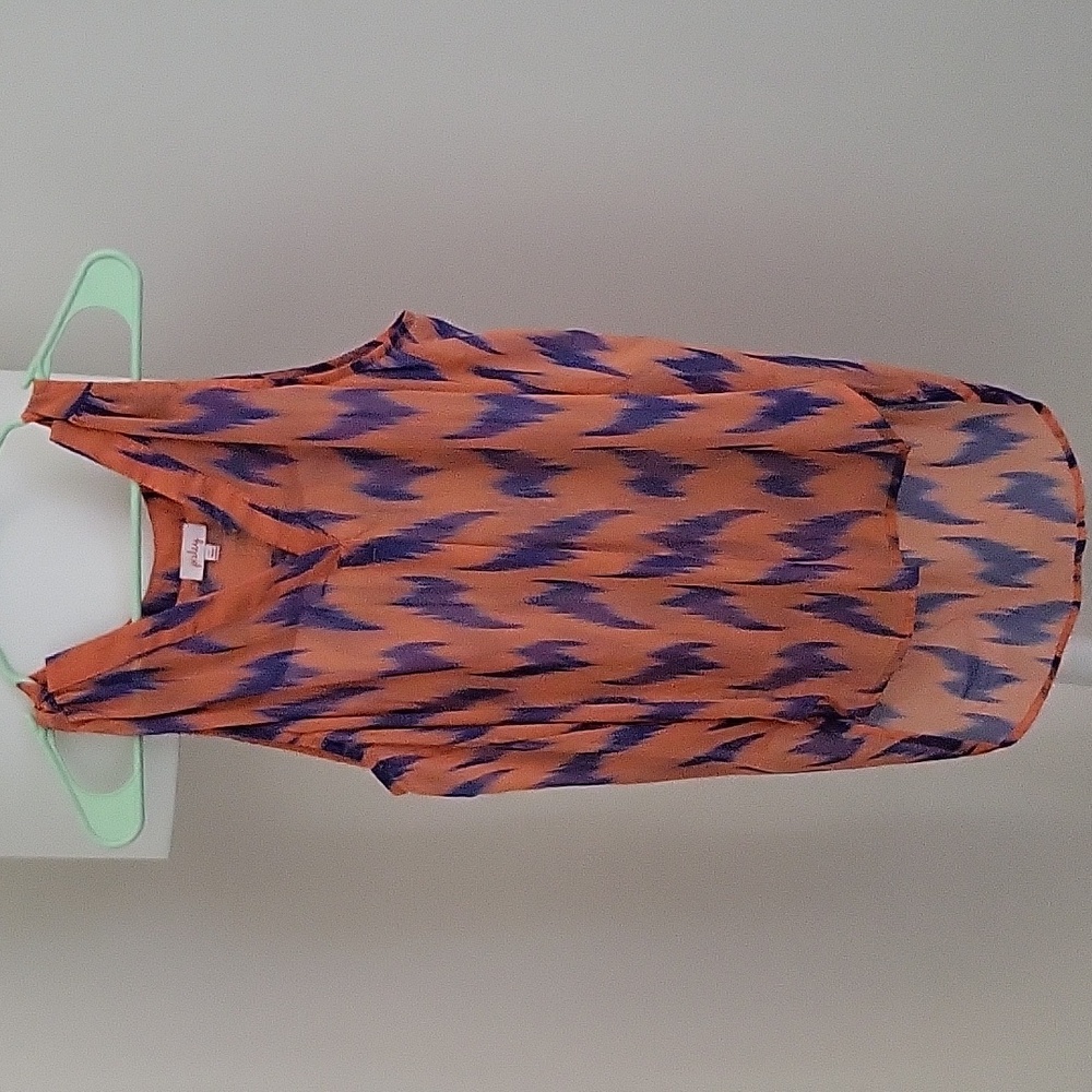 Orange and blue semi sheer tank
